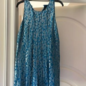 Blue with gold party/cocktail dress.